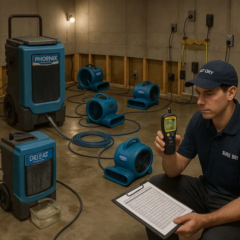 Structural Drying and Dehumidification process in Lone Star, TX
